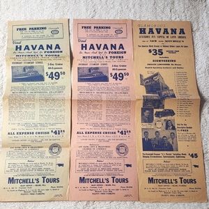 Vintage 40's Mitchell's Tours Miami Florida Havana Tour Company Flyer Lot